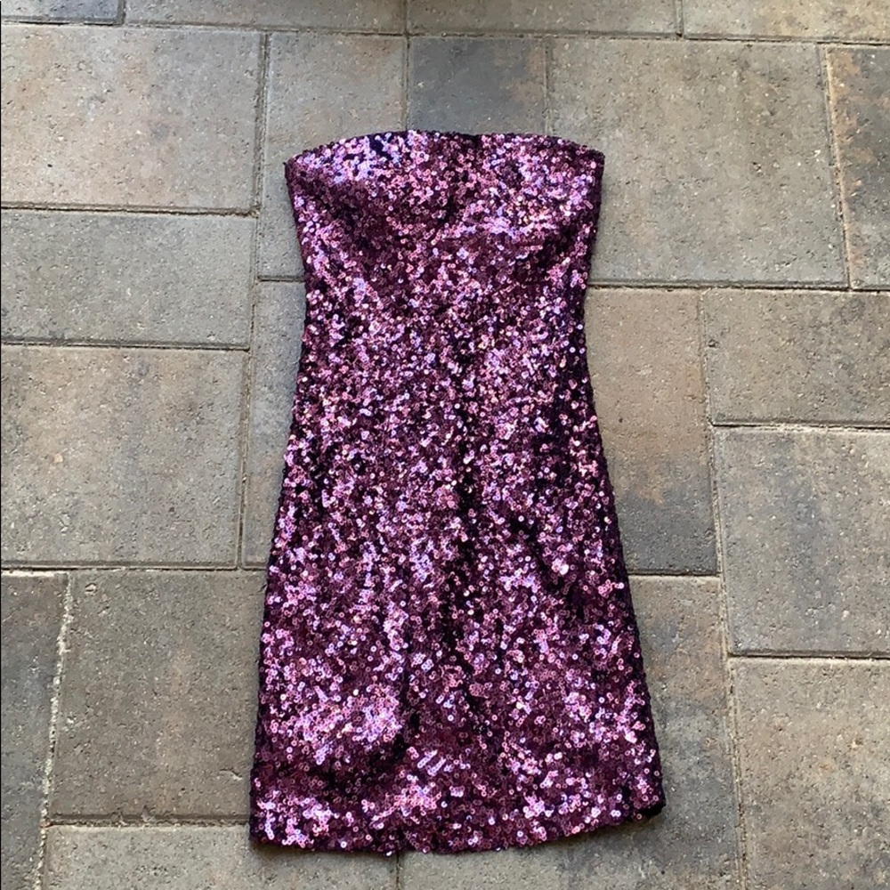 Forever 21 purple sequin strapless dress size s